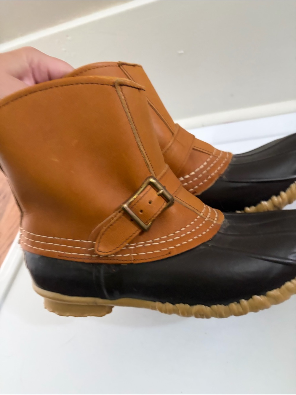 L.L Bean Vintage Bean Boots Brown Tan Size 8 Women's Rubber Boots - Picture 2 of 6